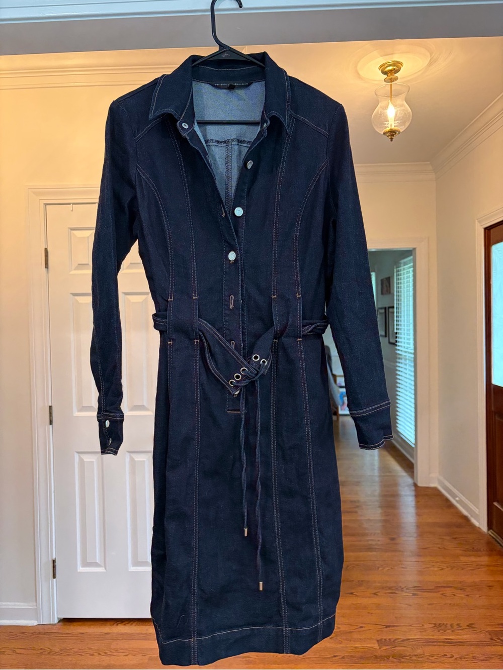 Dark Denim Belted Shirt Dress Jacket